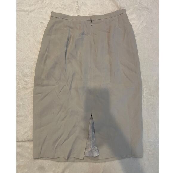 BURBERRYS Women's Vintage Knee Length Pencil Skirt Size 4 Light Gray Back Zipper - Picture 5 of 8